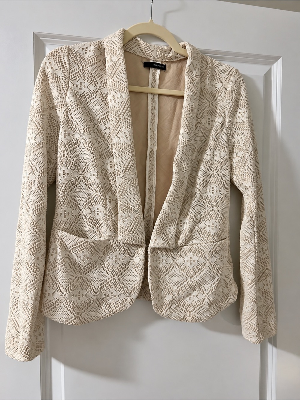 Maurices Ivory Crochet Lace Blazer